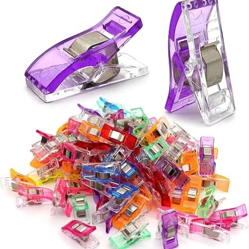 50Pcs Sewing Clips for Fabric Plastic Clips for Sewing Supplies Acrylic Clips for Quilting Supplies Transparent  Mix Colors