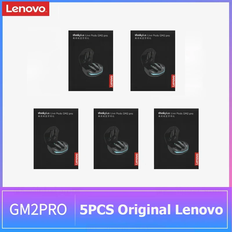 5PCS Original Lenovo GM2 Pro TWS Wireless Headphones Bluetooth 5.3 Earphones Touch Control HD Earbuds Sports Headphone with Mic