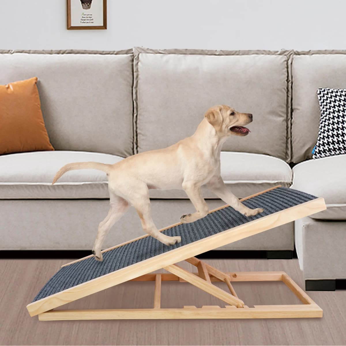 Wooden Dog Staircase Slope for Couch Bed Adjustable Indoor Pet Cat Dog Climbing Frame Portable And Foldable Pet Climbing Ramp