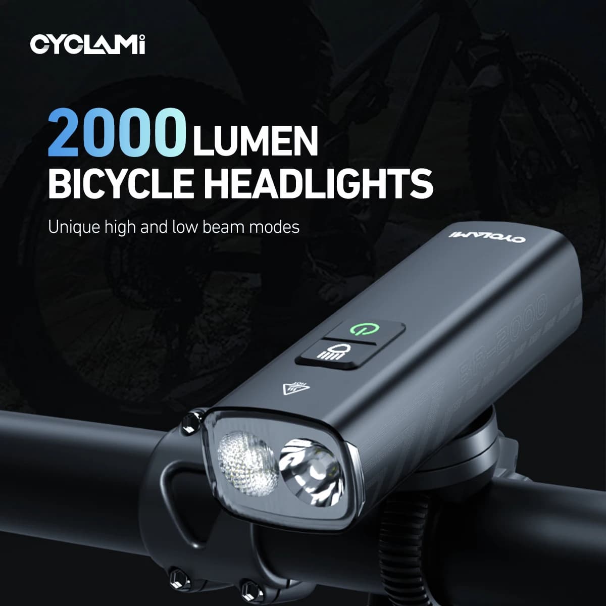 BR-2000 High Brightness Bicycle Light 1200 2000 Lumens Bike  Multi-Function  Rechargeable CYCLAMI Road MTB Cycling Front Lights