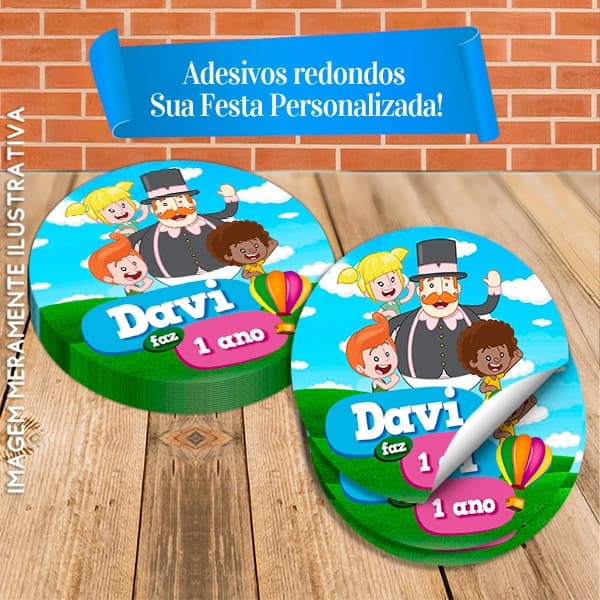 Adesivos Redondos Personalizados Mundo bita