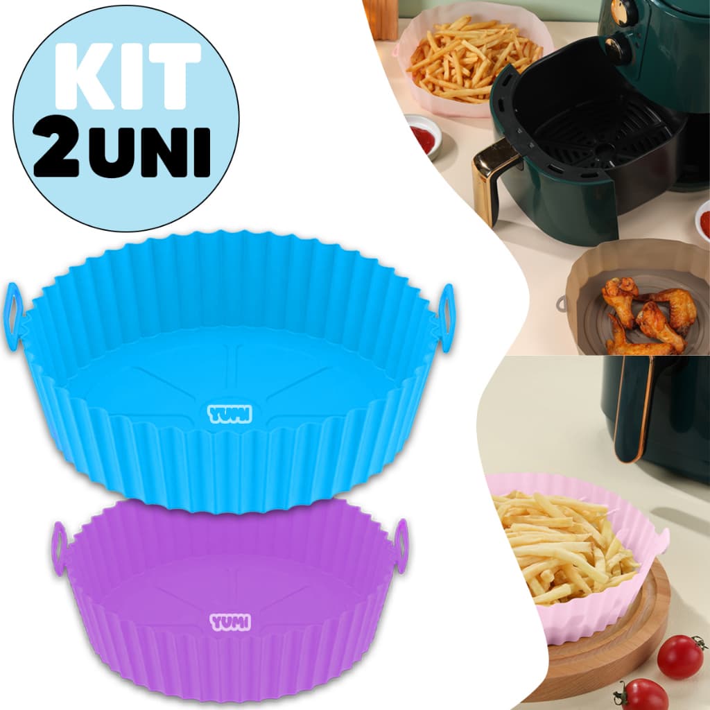 Kit 2 A Melhor Forma Assadeira Para Fritadeira Air Fryer Em Silicone Flexível Lavável Grossa 80g + Resistente + Durável