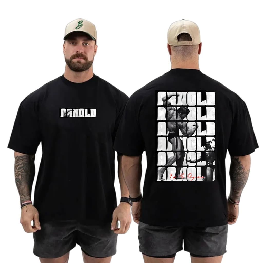 Camiseta Oversized Arnold Musculação Grande Algodão Streetwear Casual Treino Academia Neves Outlet