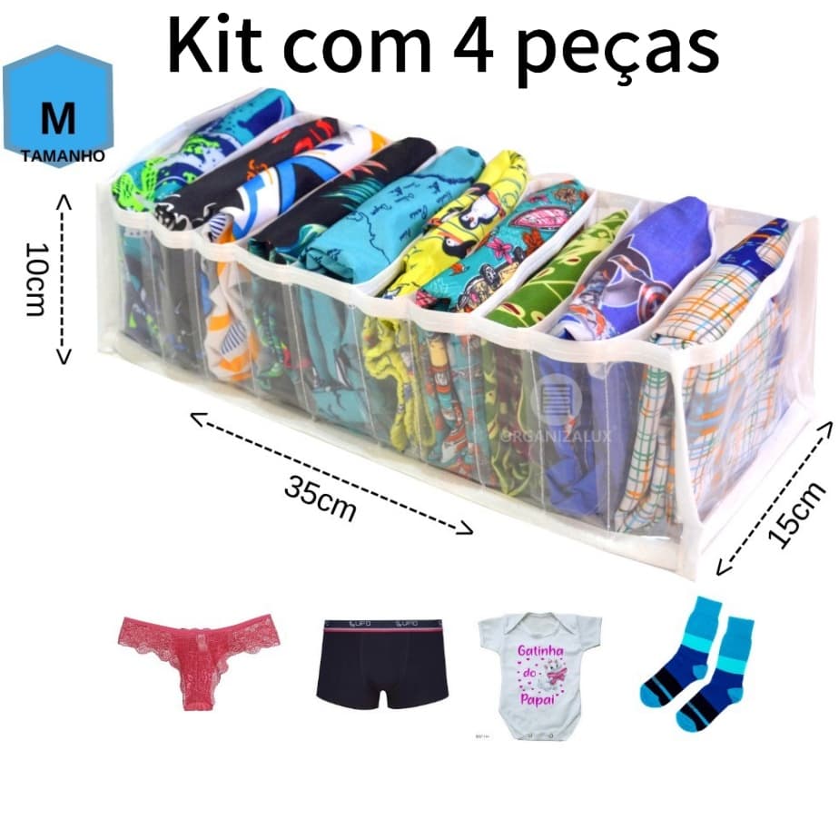 KIT 4 Organizador Colmeia para Calcinha e roupas de Bebê 10x15x35cm (M) - ORGANIZALUX
