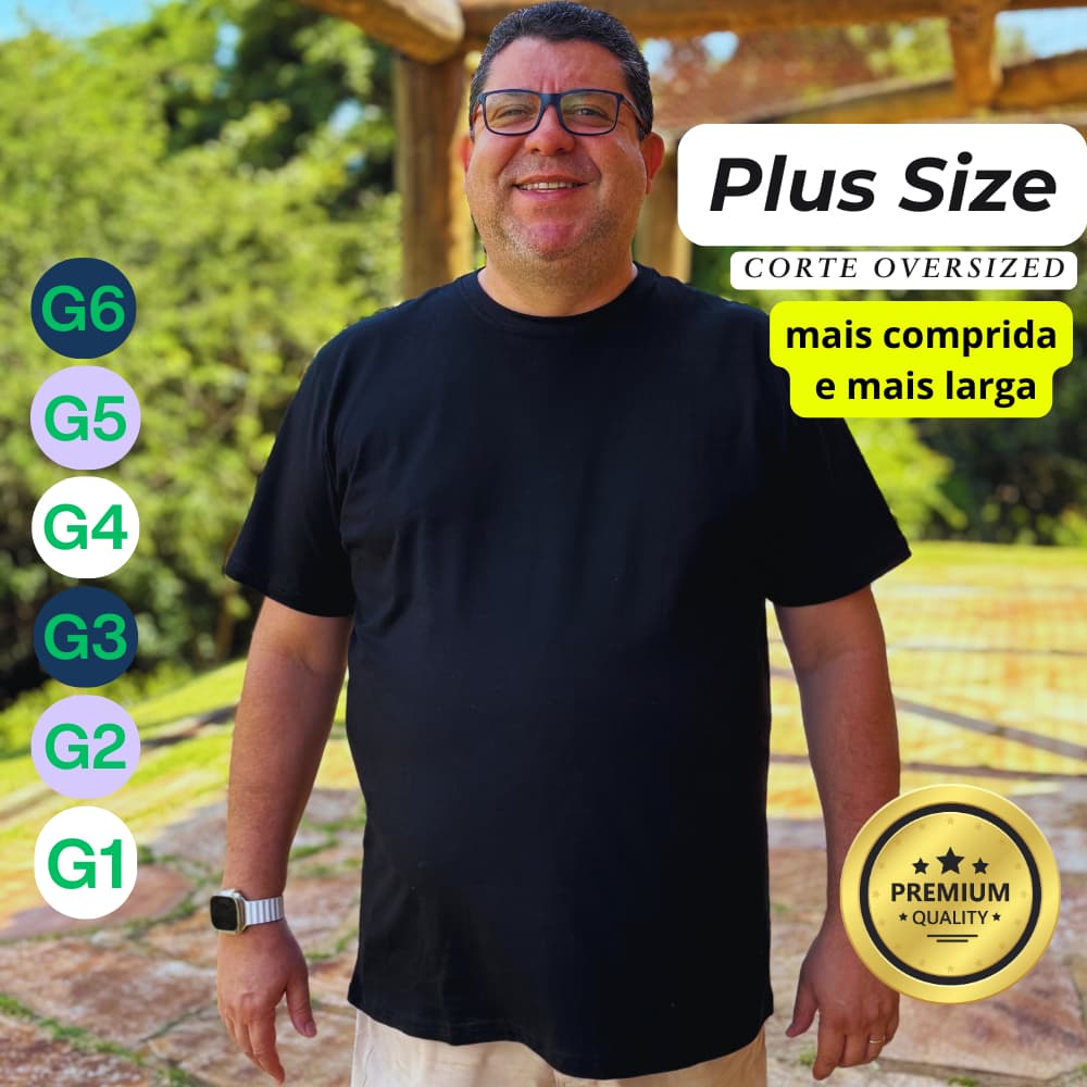 Camiseta Plus Size PROMOÇÃO Masculina 100% Algodão Básica Oversized G6 G5 G4 G3 G2 G1