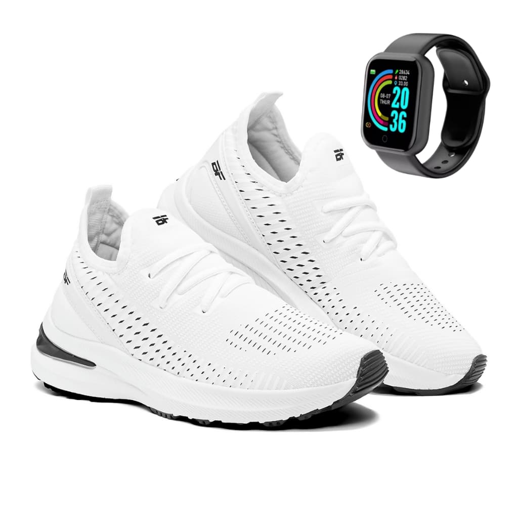 Kit Tênis Feminino Academia Treino Malhar Caminhada Smartwatch Bf Shoes Elite