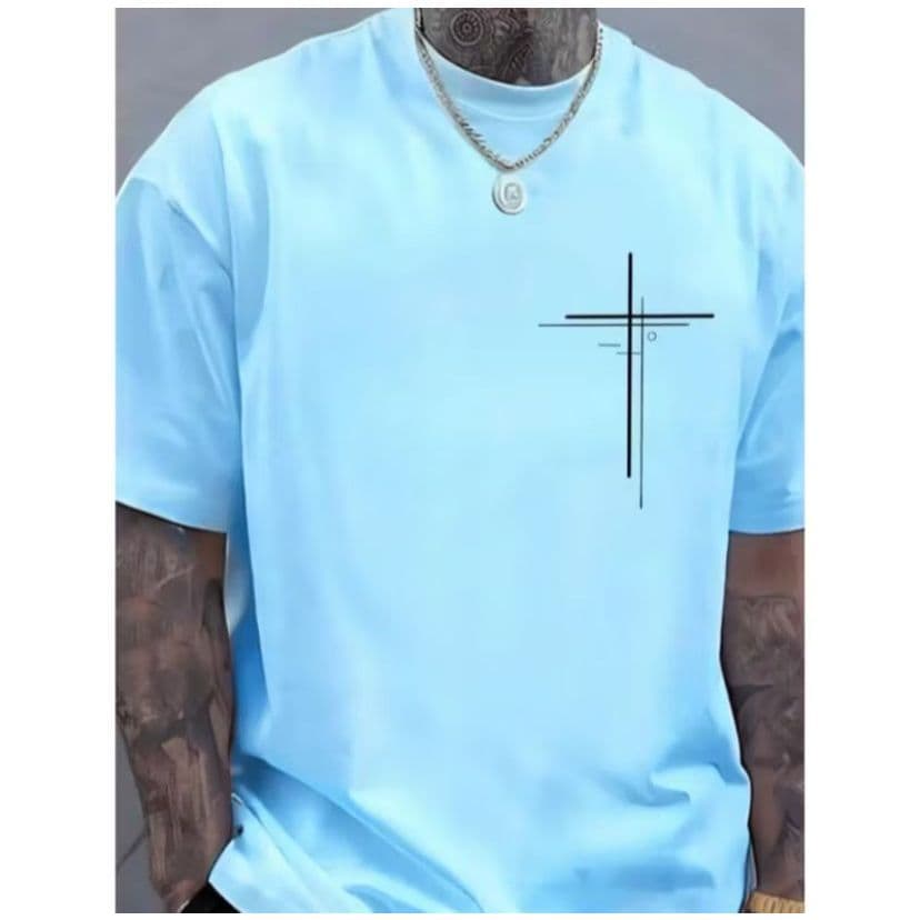 Camiseta Masculina Feminina Cruz Dupla Religião Cristão Camisa 100% Algodão Promoção