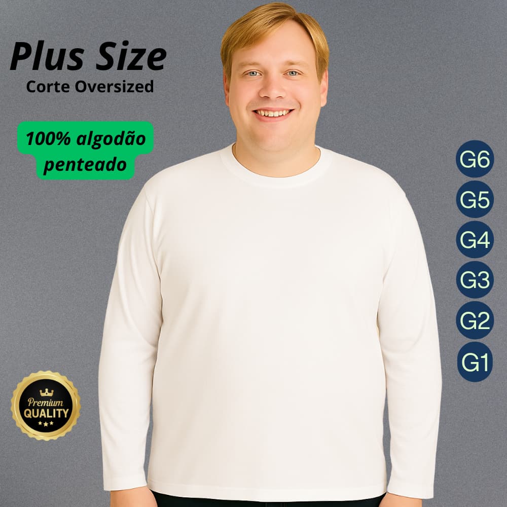 Camiseta Plus Size 100% Algodão PROMOÇÃO G6 G5 G5 G4 G3 G2 G1 Manga Longa Oversized Masc Camisa Lisa