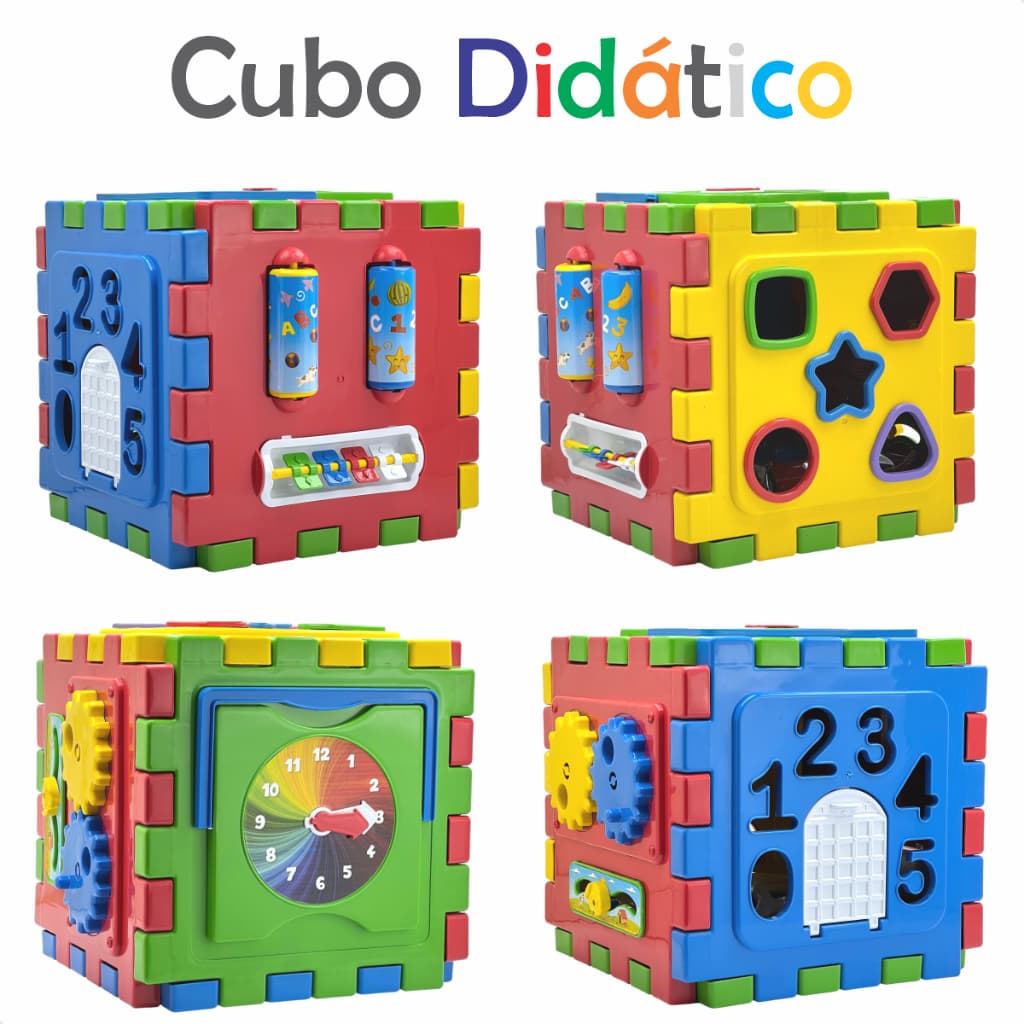 Brinquedos Educativos Brinquedo Didático Cubo Educativo Grande de Montar Tapete Encaixe