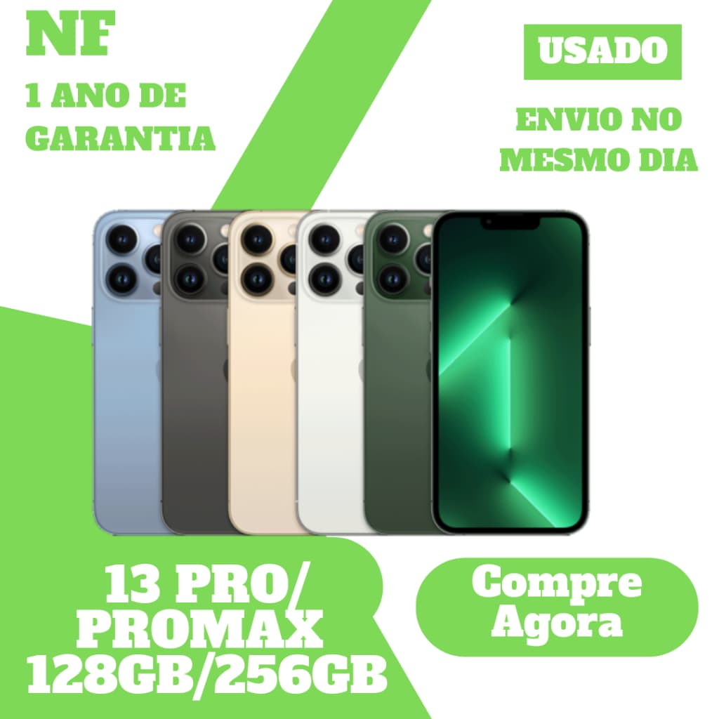 Usado: iPhone 13 Pro / Pro Max  - 128GB/256GB • 1 ano de Garantia • Nota Fiscal • Seminovo