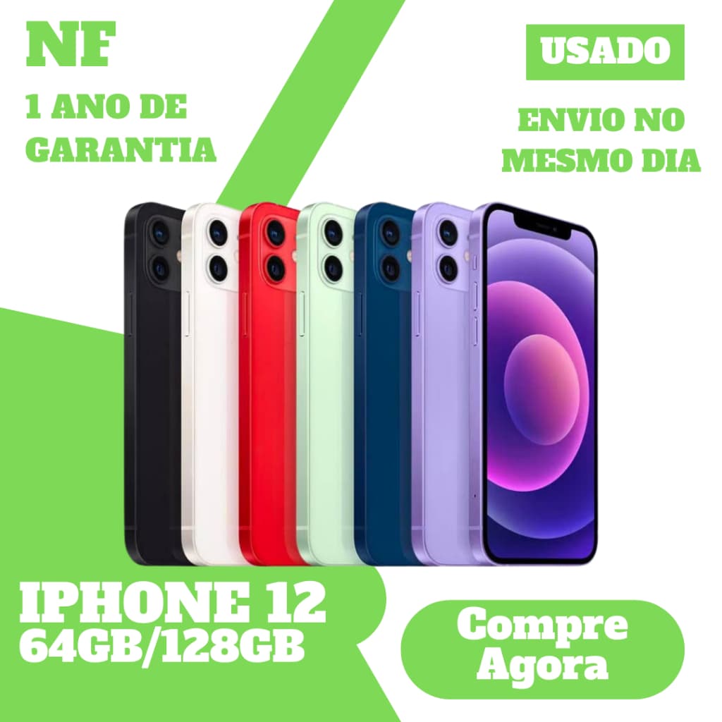 Usado: iPhone 12 • 64GB / 128GB • 4G • Original com Nota Fiscal - Seminovo