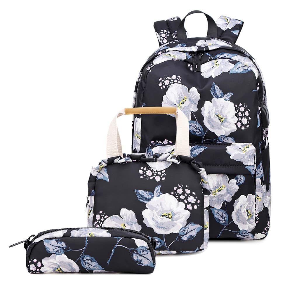 Mochila Feminina Reforçada Lancheira Estojo Feminina Guelph Florida Juvenil USB Fone de Ouvido
