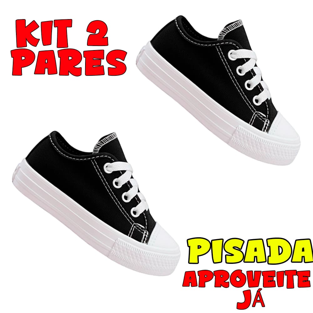 KIT 2 PARES - Tênis Unissex Estiloso - Conforto e Cores Variadas 18 a 39 - Oferta Relâmpago 50% OFF