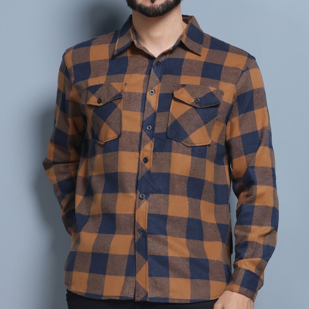 Camisa xadrez de flanela masculina de manga comprida, tamanhos normais e grandes, promoção de inverno.