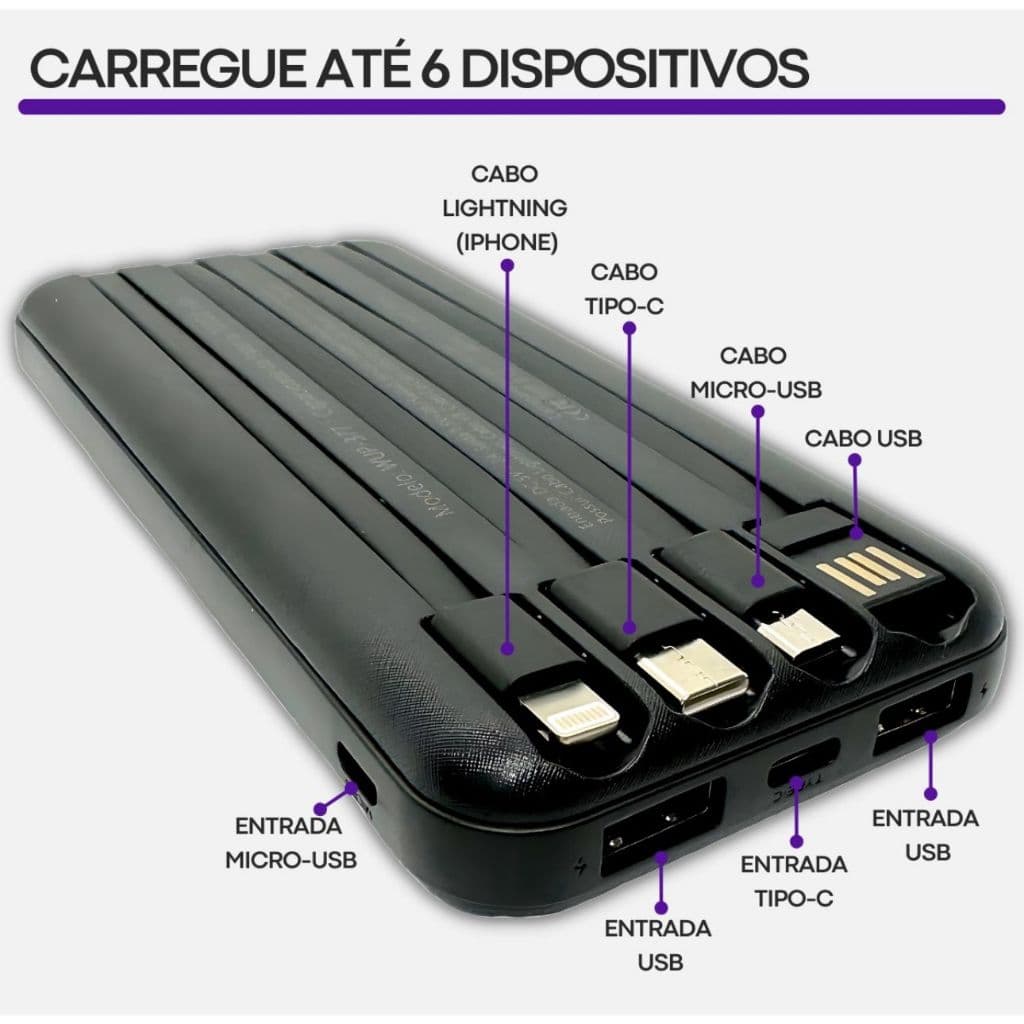 Carregador Portátil 20000mah por  Indução Carregamento Universal Carregador Portátil Preto