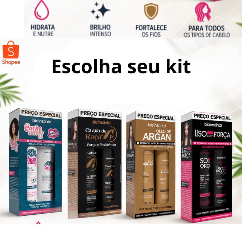 Kit profissional shampoo e condicionador para todos os tipos de cabelos oferta relampago hoje