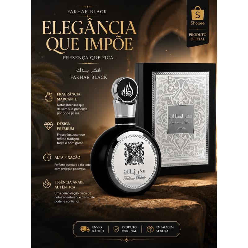 Perfume fakar Black Masculino Preto Importado Do Árabe 100ML