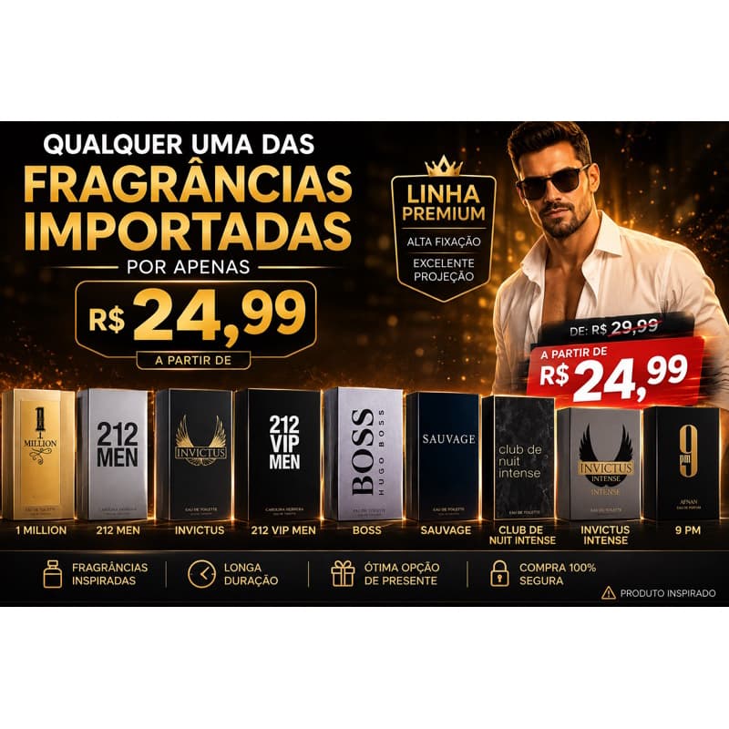 Perfume Mascu Premium Inspirado em Fragrâncias Importadas 50ml Alta Fixação
