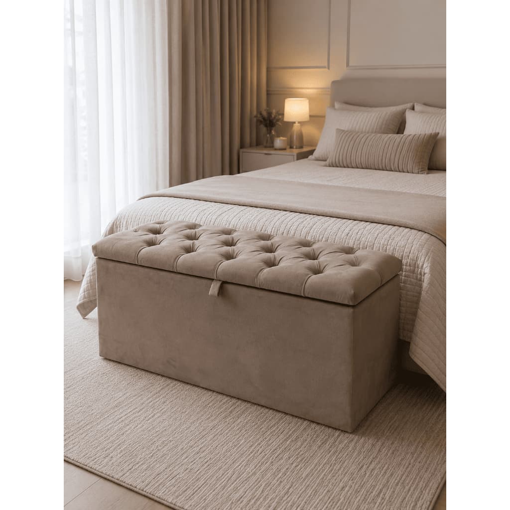 Puff Baú Recamier Sapateira 1,20 Cama Casal Capitonê Veludo Envio Imediato