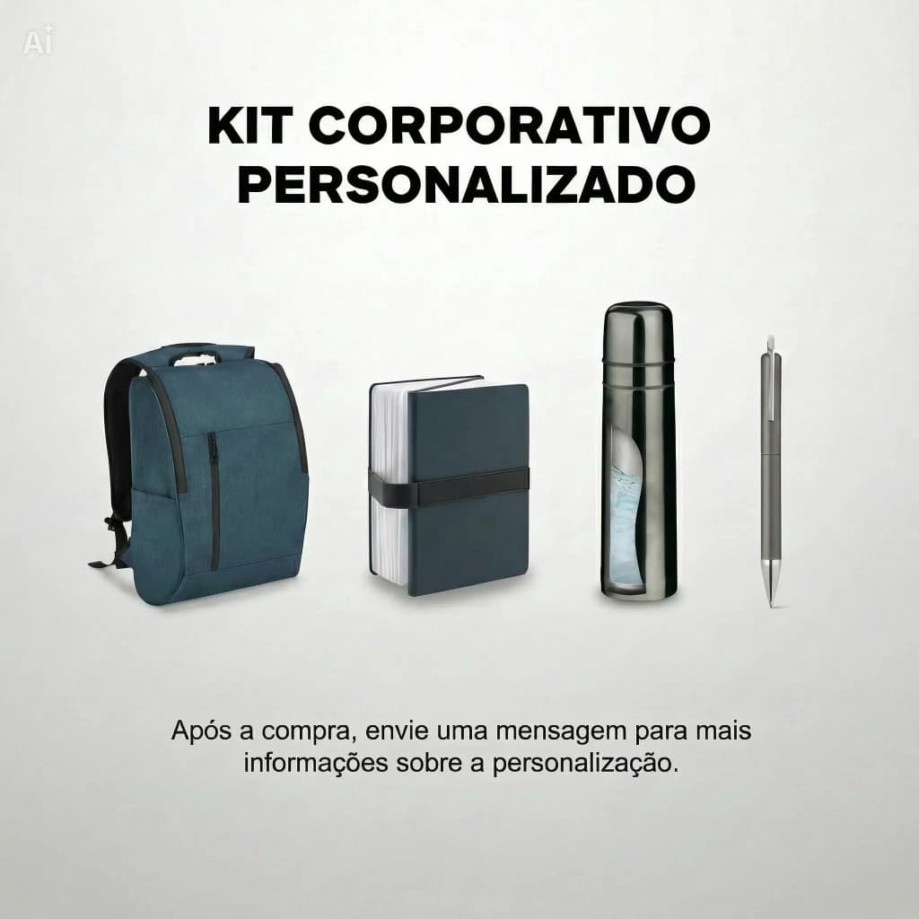 Kit corporativo Executivo Prestige - Garrafa, Bolsa, Caneta e Mochila - Personalizado