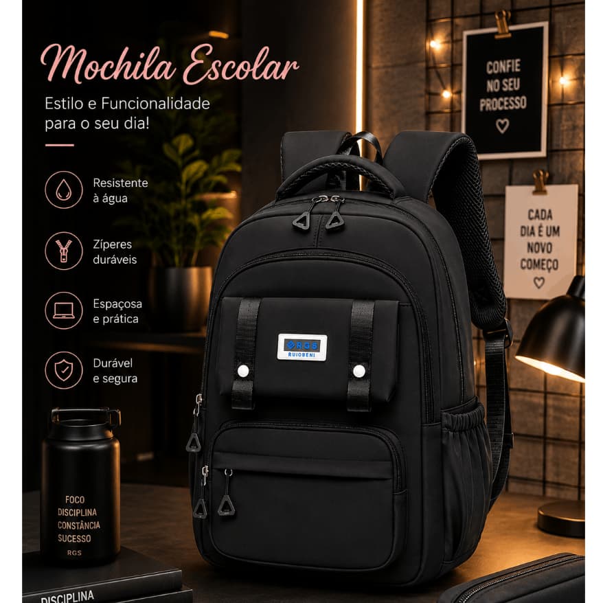 Mochila Bolsa Resistente Media Feminina  Escolar-Trabalho-Viagem Impermeavel