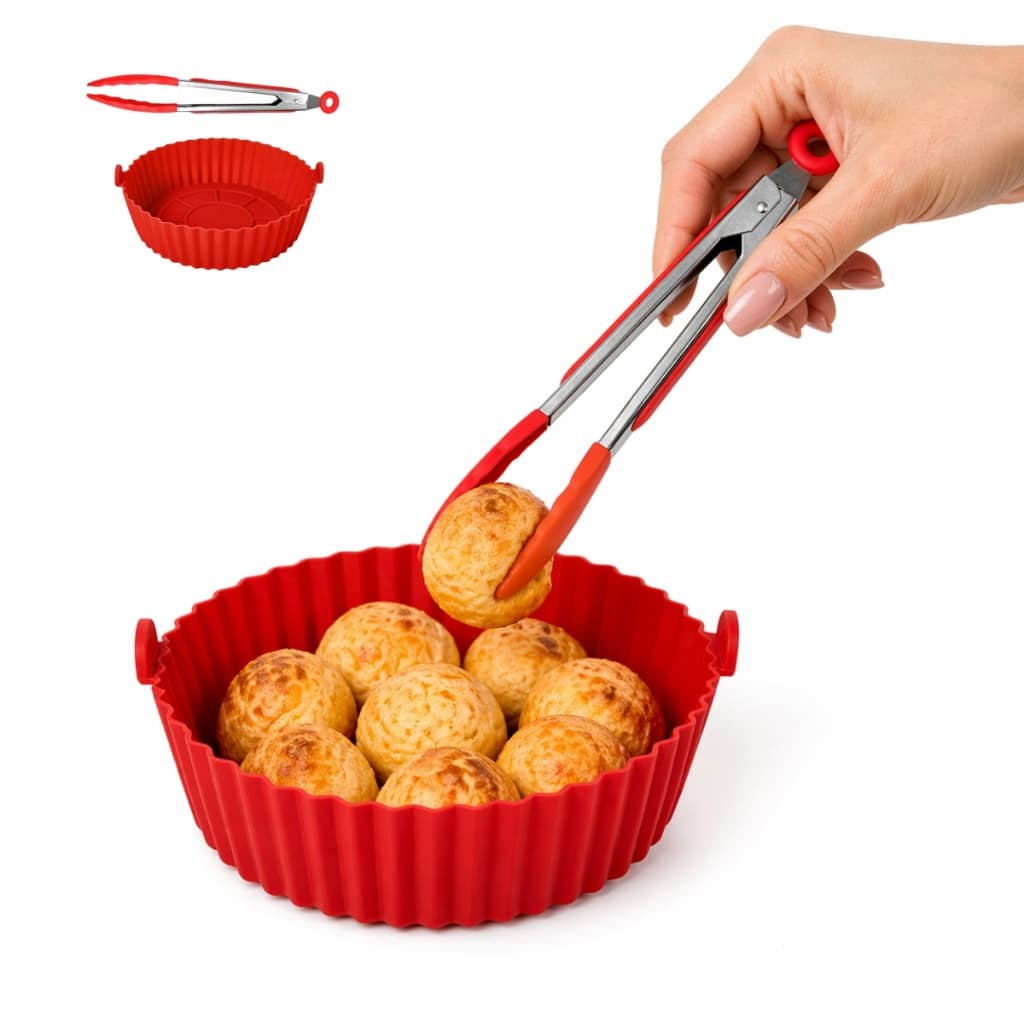 Kit Forma Silicone Air Fryer com Pegador Pinça Culinário Carne Kit Cozinha Silicone