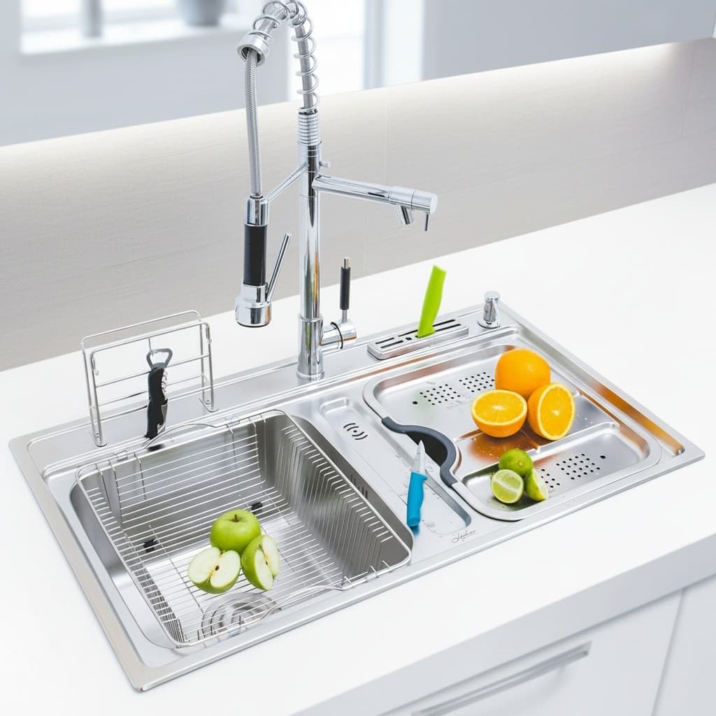 Kit Cuba Dupla em Inox para Cozinha - Modelo Suíça - Linha Ultra - OUTLET