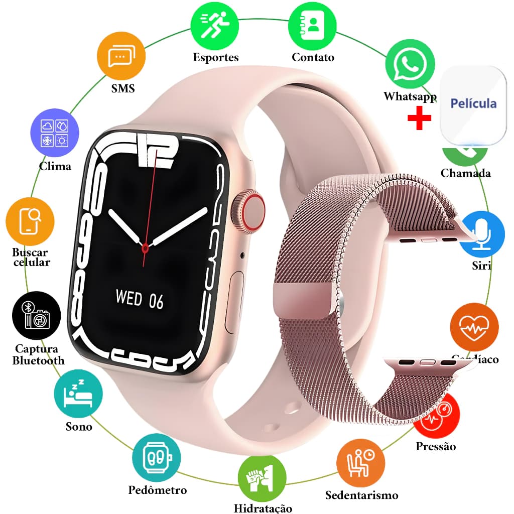 2026 Smartwatch S10 Mini 38/45MM com Monitor de Pressão Chamada Bluetooth Esportivo e Impermeável –  Envio de São Paulo