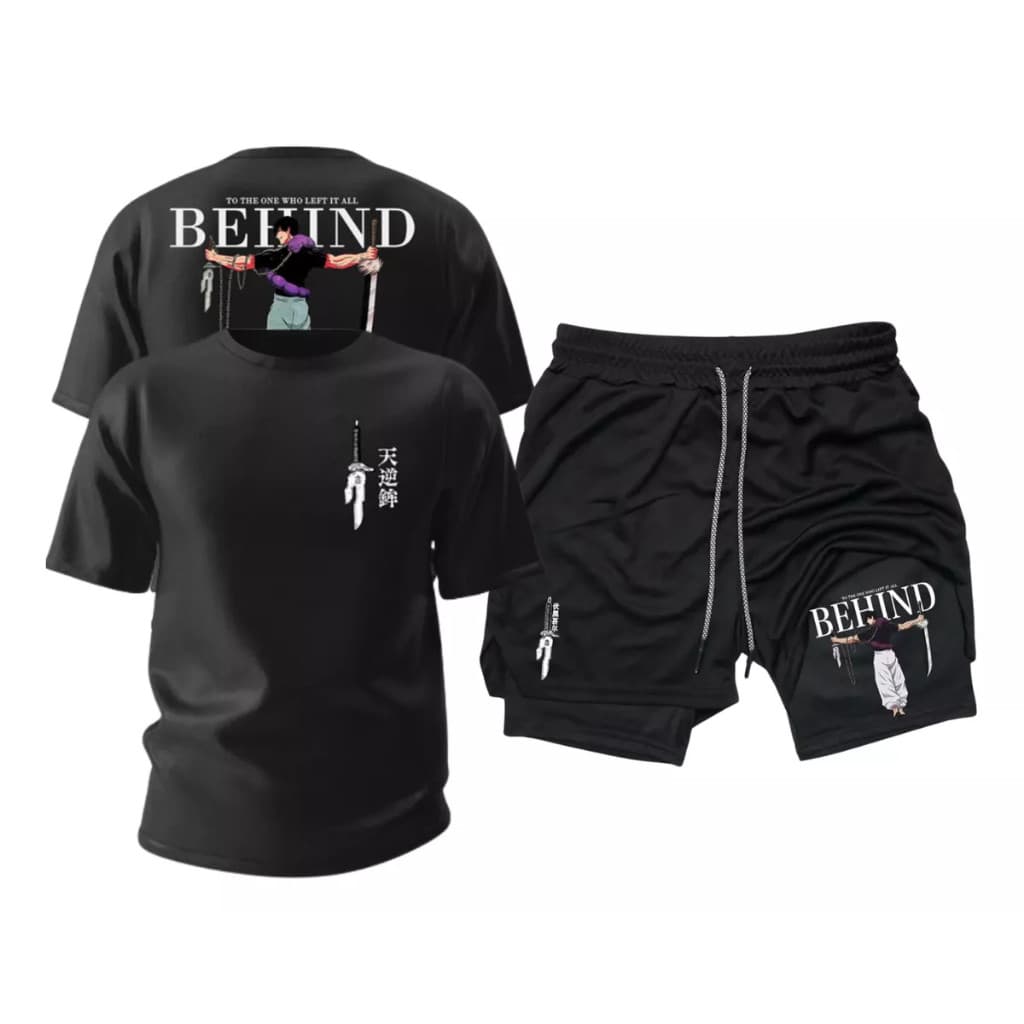 Kit Camiseta E Short Dry Fit Academia Treino Toji Behind Anime Neves Outlet