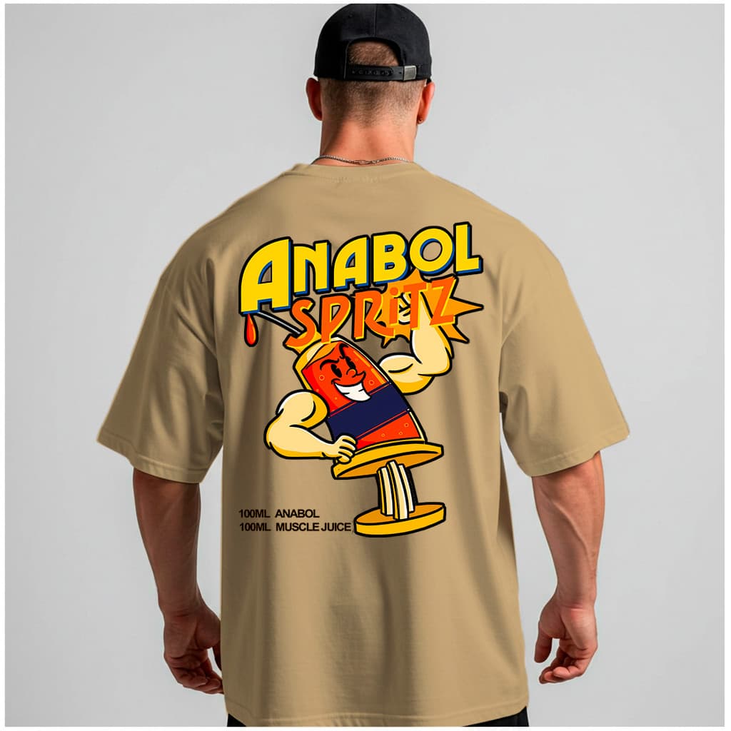 Camiseta Oversized Masculina Anabol Spritz Musculação Meme Academia Neves Outlet