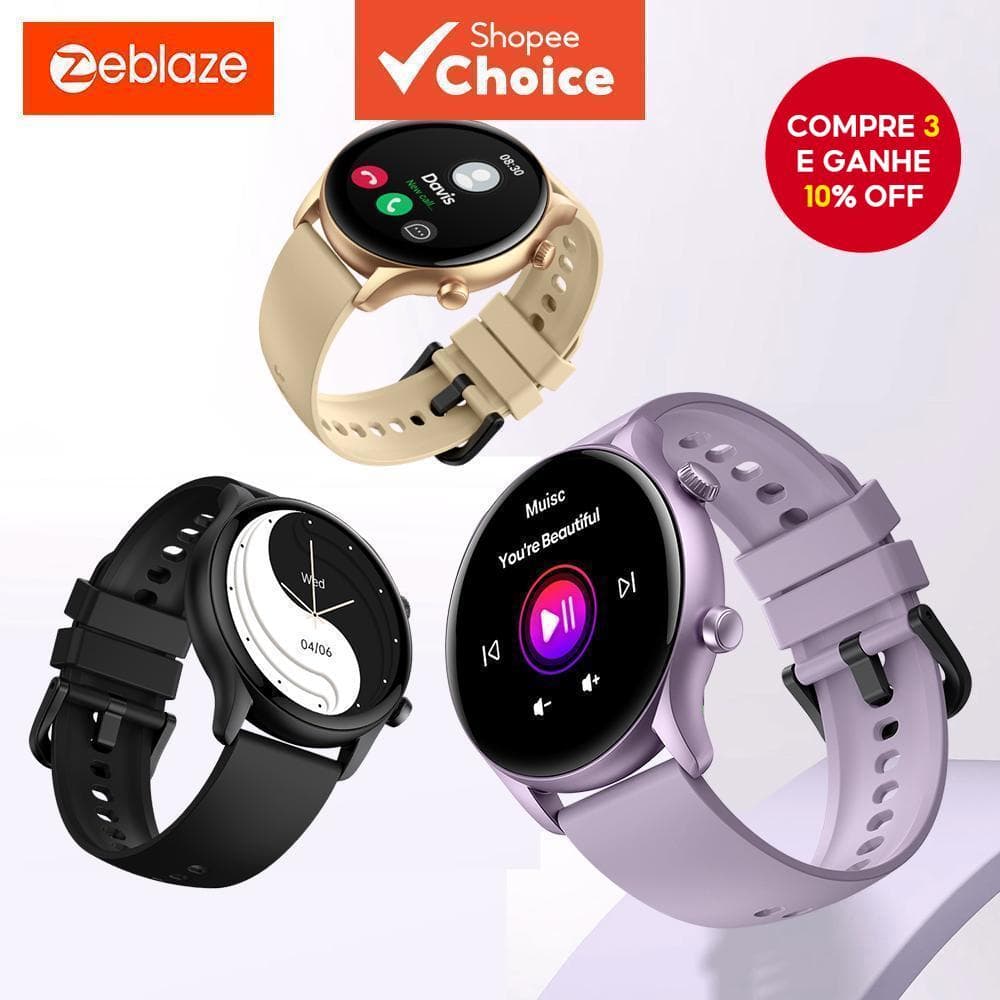 Zeblaze Btalk 3 Plus 1.39'Grande HD Display Colorido Chamada De Voz Relógio Inteligente Fitness Tracking Smartwatch Para
