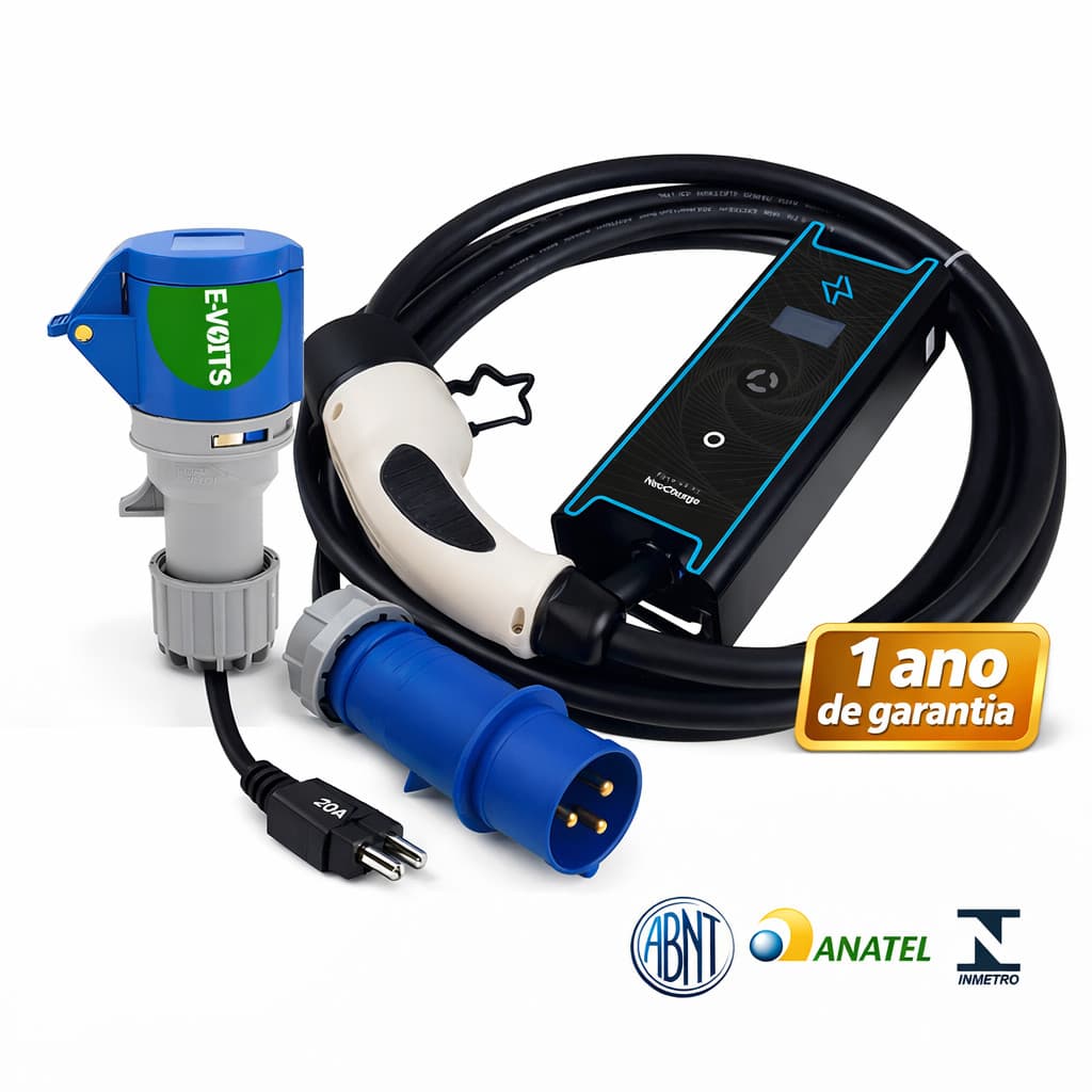 Kit Carregador Portátil Carro Elétrico 7.4kw Tipo 2 Homologa