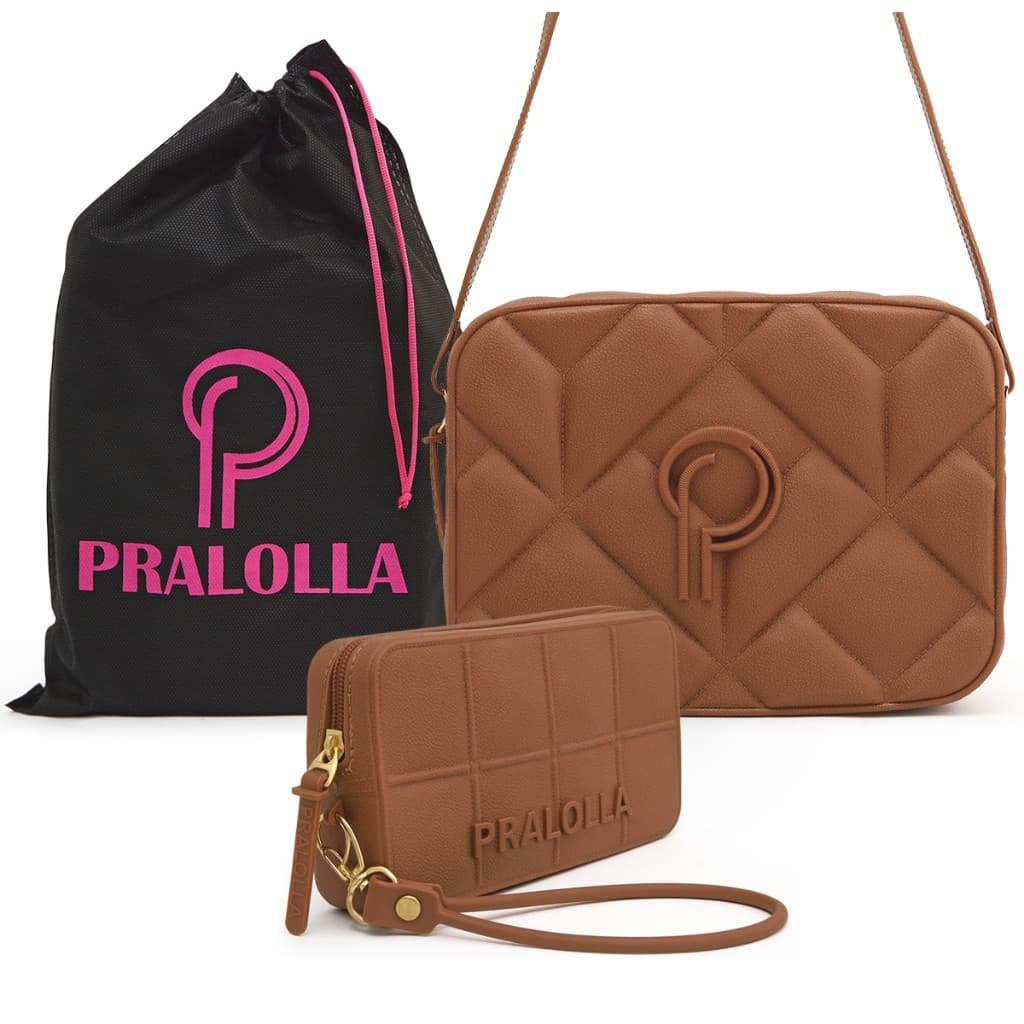 PROMOÇÃO KIT BOLSA + CARTEIRA FEMININIA- PRALOLLA - EMORRACHADA- TRANSEVERSAL -TIRACOLO DE OMBRO- PROMOÇÃO