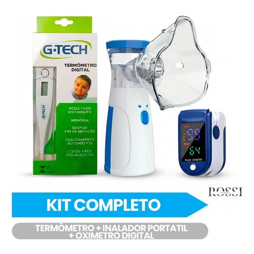 Kit Termômetro G-tech + Inalador Portatil + Oximetro Digital