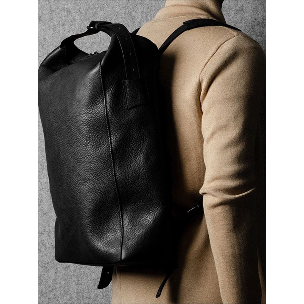 Bolsa de viagem de negócios mochila masculina simples Retro grande capacidade couro genuíno computador mochila All-Match