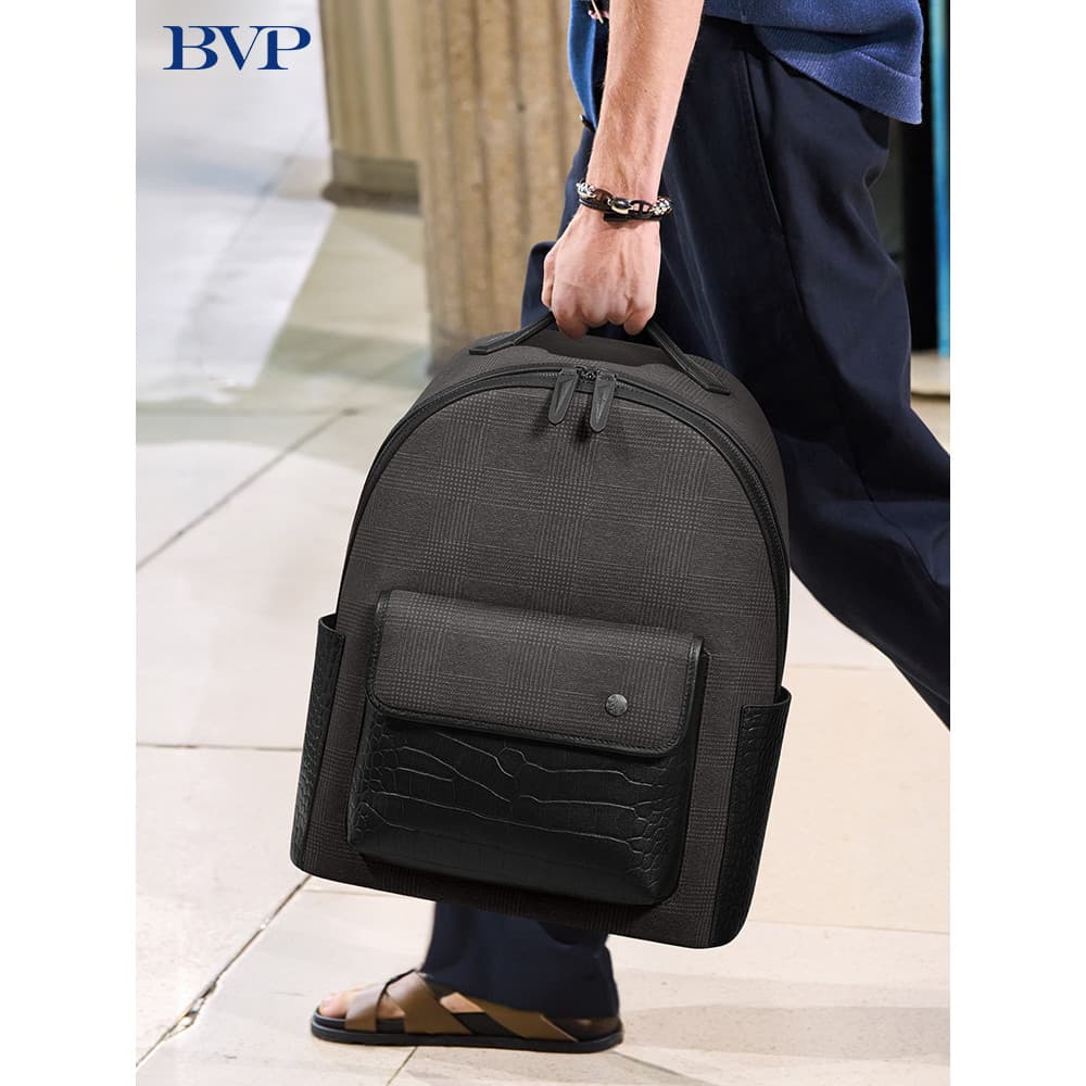 Etiqueta preta fase 6 Break-Free BVP mochila de couro genuíno masculino negócios Premium marca luxo grande capacidade sa