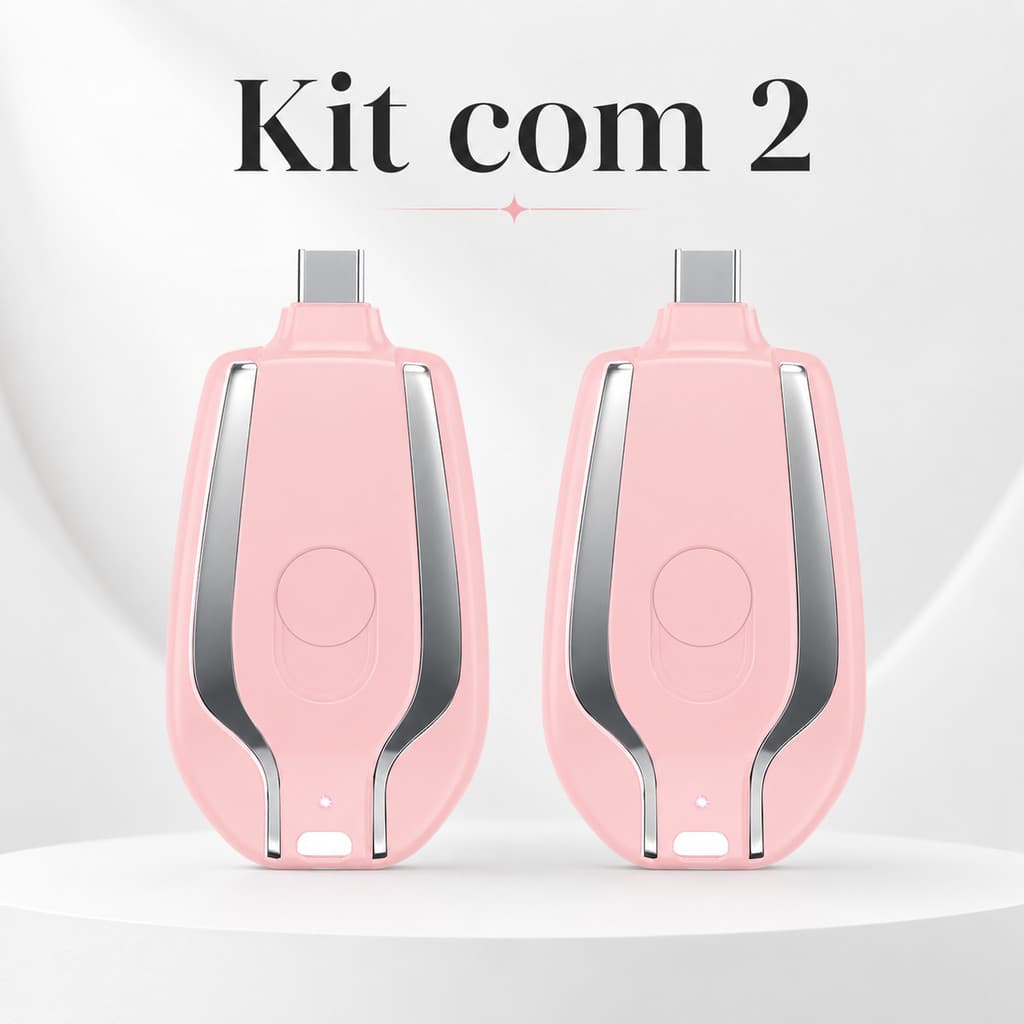 Kit 2 Mini Power Bank Portátil Tipo C Carregador Emergência Compacto