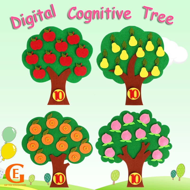 Brinquedos Educativos Montessori para Aprender a Contar, Brinquedo de Maçã para Correspondência de Números, Brinquedo de