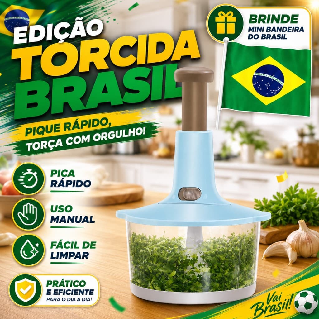 Processador de alimentos Três Lâminas Mixer e Trava de Segurança Manual 1.5L
