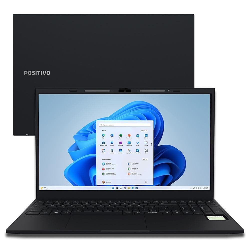 Notebook Vision R15M Ryzen 5-5625U Windows 16GB 512GB SSD Wi-Fi 6 IPS - Preto Positivo AMD