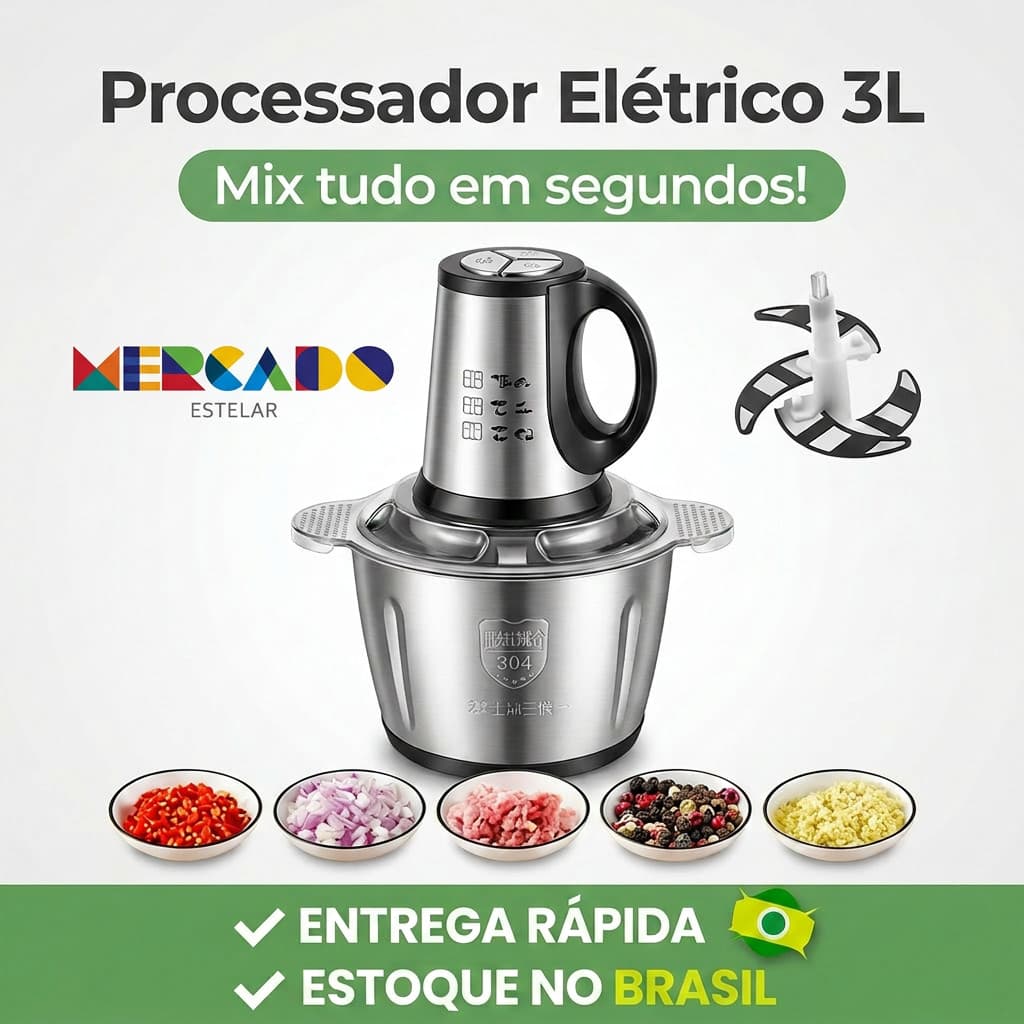 Triturador Processador De Alimentos Carne e Legumes Multiprocessador Elétrico 2 Modos 110v-220v
