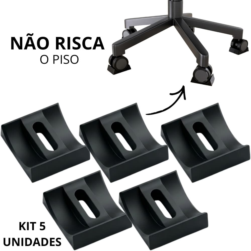 Kit 5 Trava Rodinha Cadeira Gamer Escritório Antiderrapante Fixador Simulador