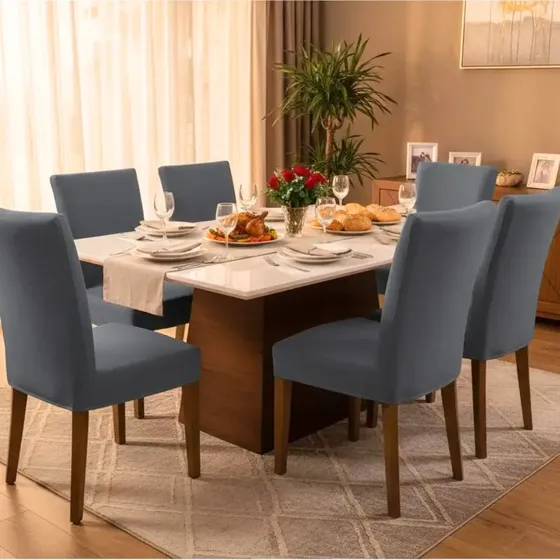 Capa De Cadeira Kit 6 Em Malha Lavavel Promoção Relampago