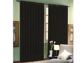 Cortina Rústica Para Sala/Quarto 3,00 x 2,80 Preta Admirare